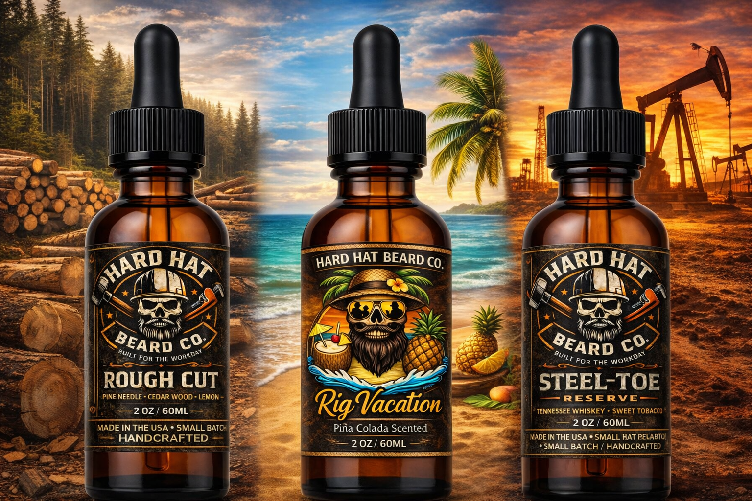 Hard Hat Beard Co. Beard Oil 3 Pack
