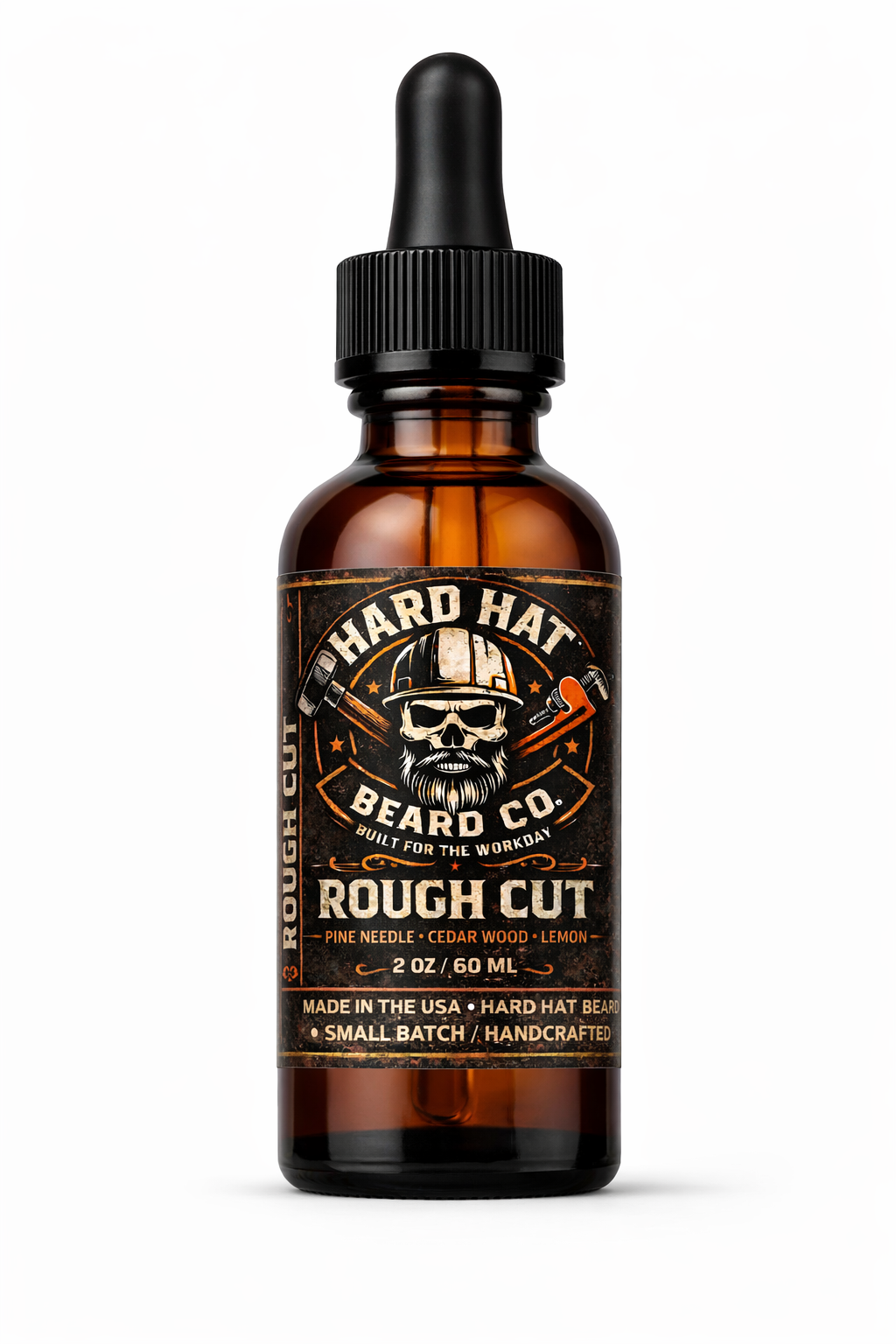Hard Hat Beard Co. Rough Cut Beard Oil Pine Needle Cedar Wood Lemon 2 oz